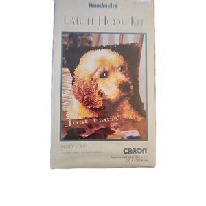 New Wonder Art Latch Hook Kit Puppy Love Yellow Lab 12” x 12" Caron Dog Crafting